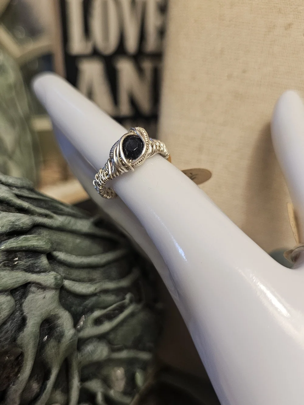 Handcrafted Silver Wire Ring with GRNET Stone SZ 7- 1/4